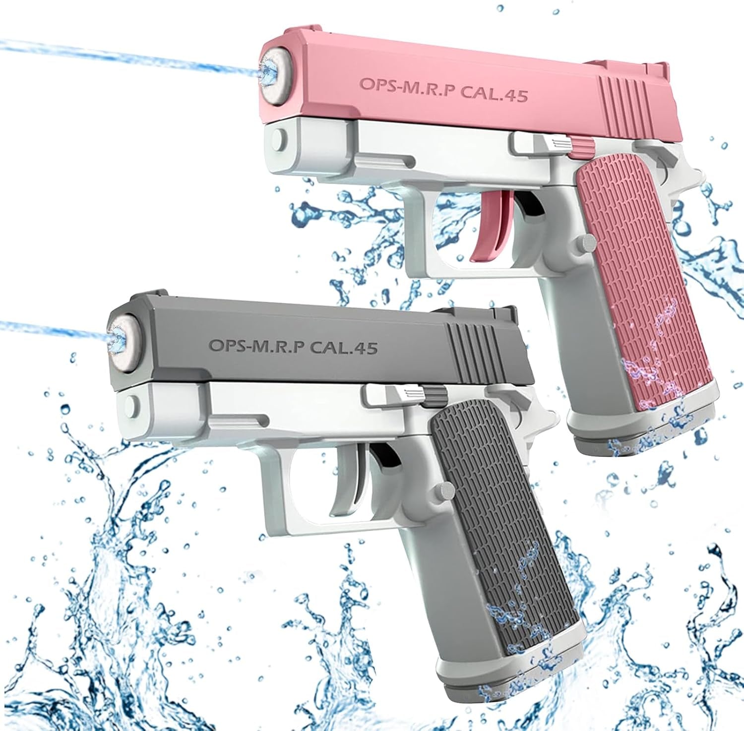 Pistola Ad Acqua 2 Pezzi Pistole Ad Acqua per Bambini Portata 10 Metri per Estivi Feste All'Aperto, Piscina, Spiaggia, Giochi, Regali per Bambini (Grigio+Rosa)