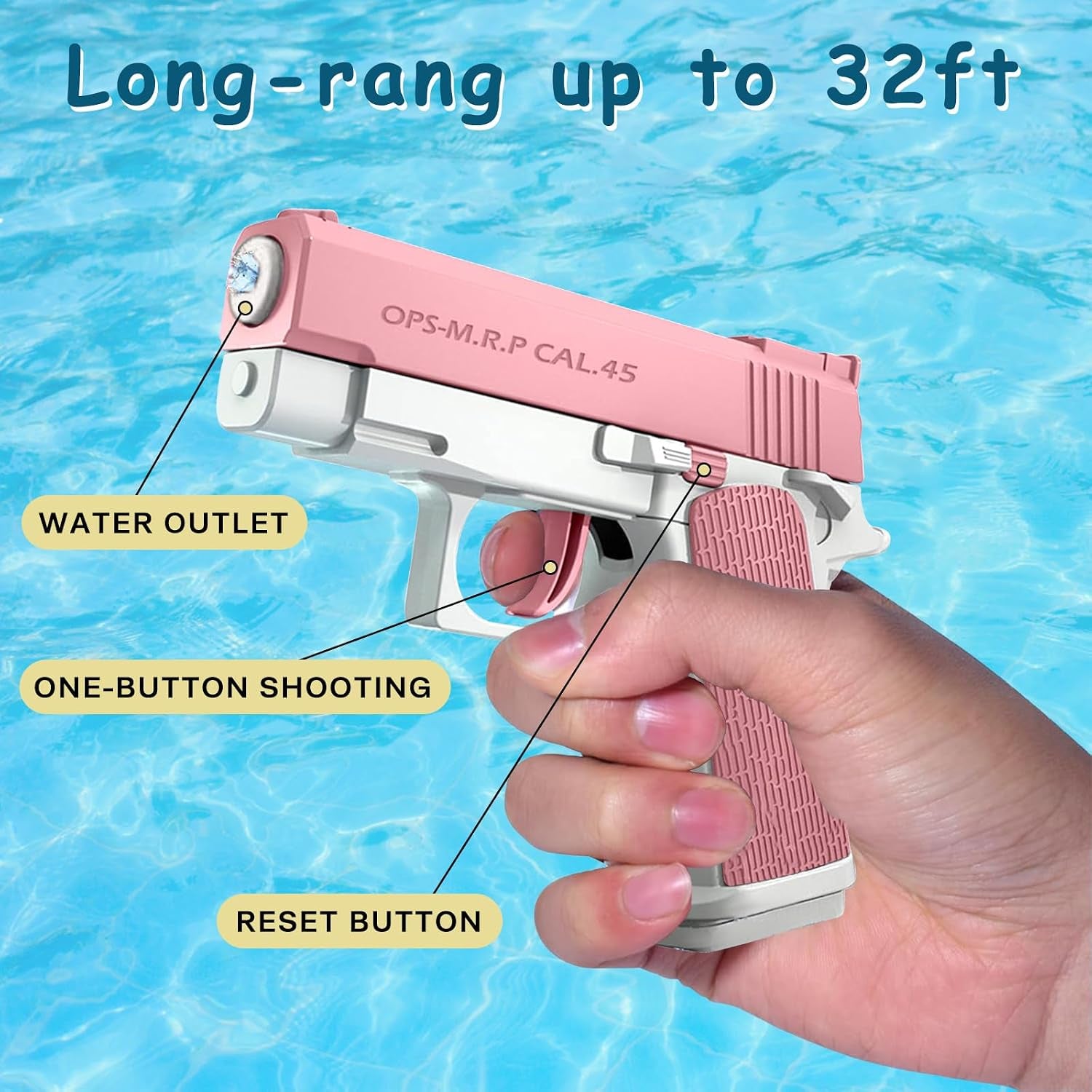 Pistola Ad Acqua 2 Pezzi Pistole Ad Acqua per Bambini Portata 10 Metri per Estivi Feste All'Aperto, Piscina, Spiaggia, Giochi, Regali per Bambini (Grigio+Rosa)