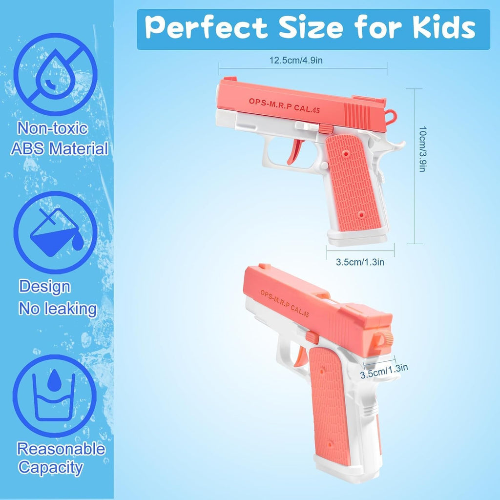 Pistola Ad Acqua 2 Pezzi Pistole Ad Acqua per Bambini Portata 10 Metri per Estivi Feste All'Aperto, Piscina, Spiaggia, Giochi, Regali per Bambini (Grigio+Rosa)